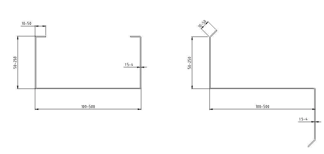 C / Z purlin roll forming machine profile drawing CZ-PURLIN-01