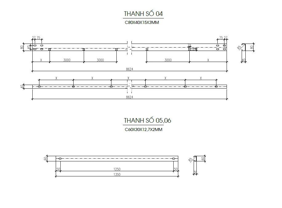 C / Z purlin roll forming machine profile drawing CZ-PURLIN-03