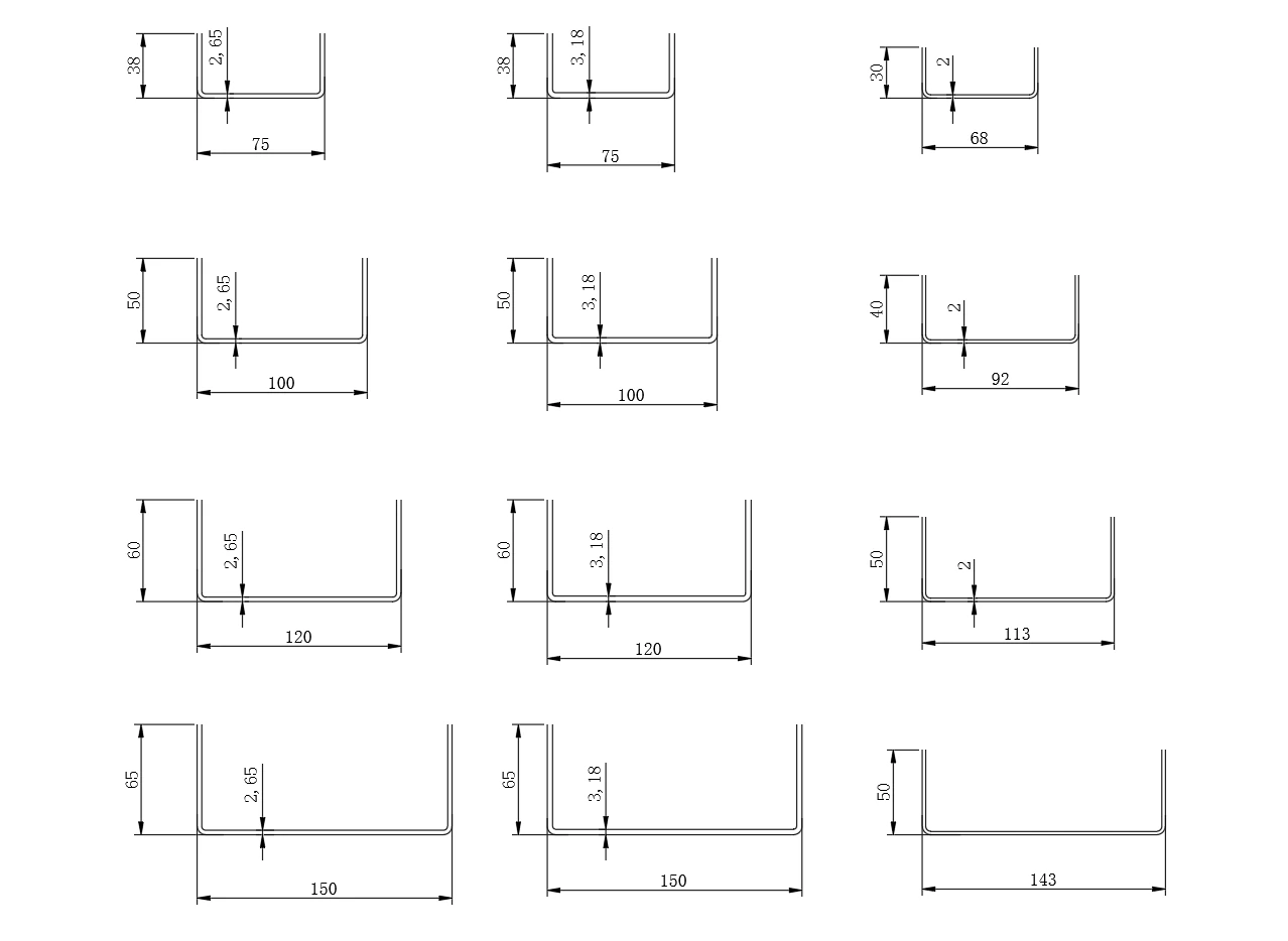 Light-gauge steel framing (C / U) roll forming machine profile drawing LIGHT-GAUGE-03