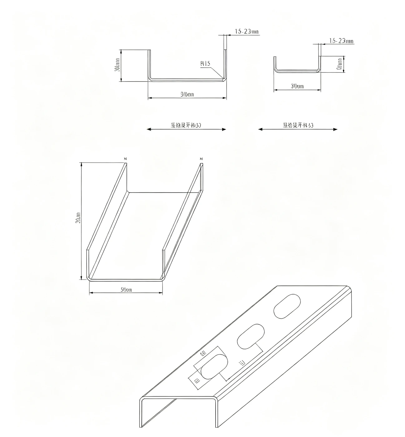 Light-gauge steel framing (C / U) roll forming machine profile drawing LIGHT-GAUGE-04