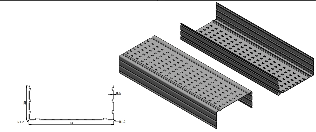 Light-gauge steel framing (C / U) roll forming machine profile drawing LIGHT-GAUGE-06
