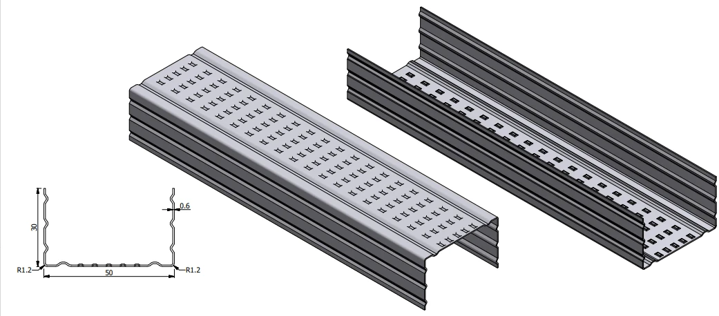 Light-gauge steel framing (C / U) roll forming machine profile drawing LIGHT-GAUGE-07
